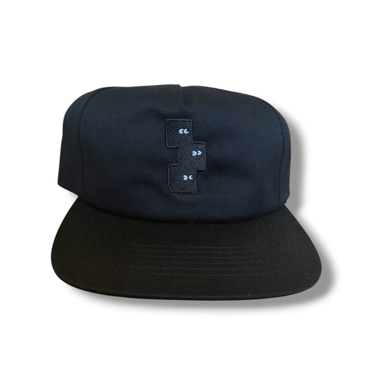 BLACK 5 PANEL SNAPBACK HAT
