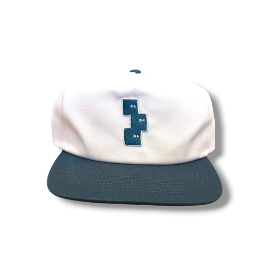SLATE BLUE AND WHITE 5 PANEL SNAPBACK HAT