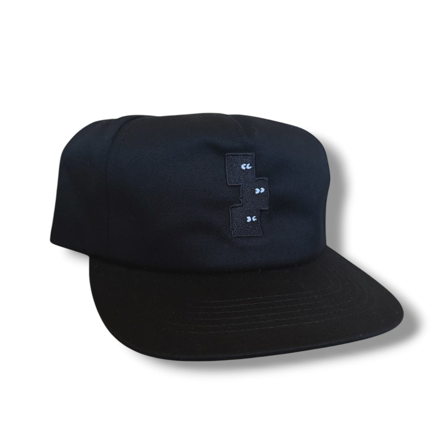 BLACK 5 PANEL SNAPBACK HAT