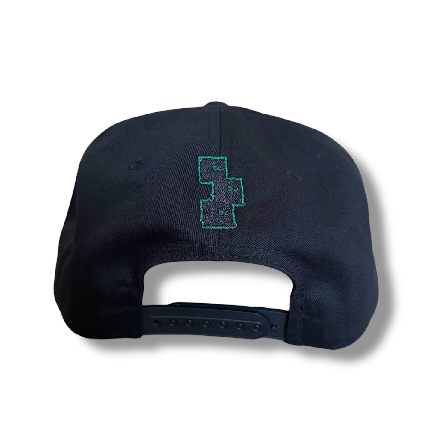 BLACK 5 PANEL SNAPBACK HAT