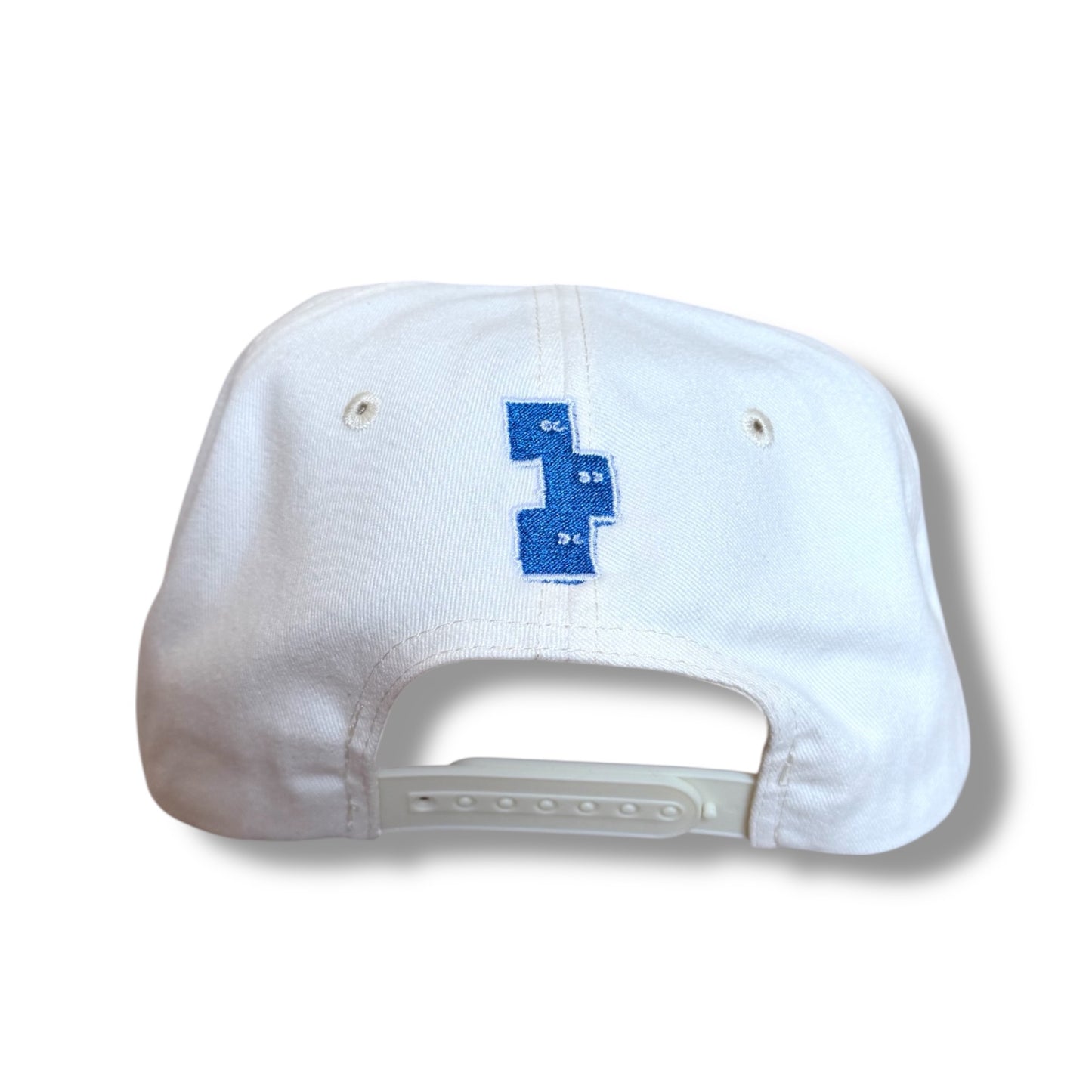 ROYAL BLUE AND CREAM 5 PANEL SNAPBACK HAT