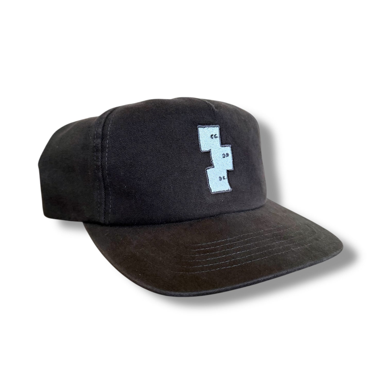 VINTAGE WASHED BLACK 5 PANEL SNAPBACK HAT