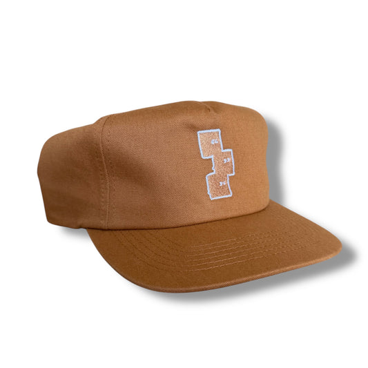 LIGHT BROWN 5 PANEL SNAPBACK HAT