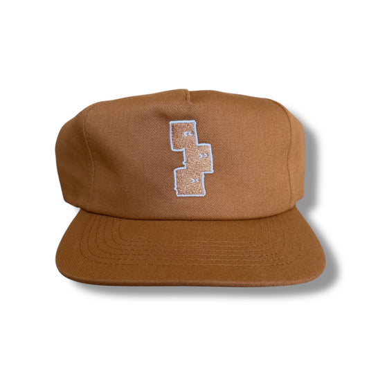LIGHT BROWN 5 PANEL SNAPBACK HAT