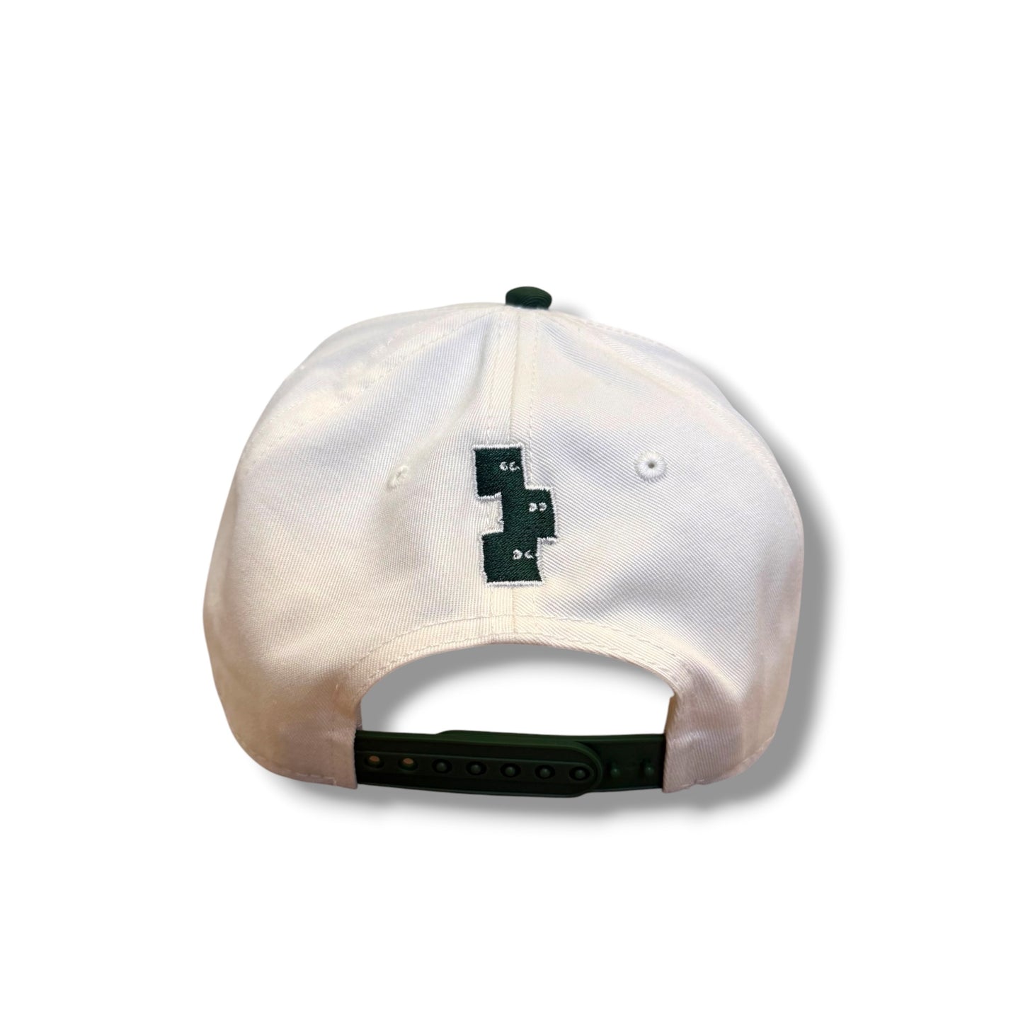 CREAM AND GREEN STRUCTURED FRAME SNAPBACK HAT
