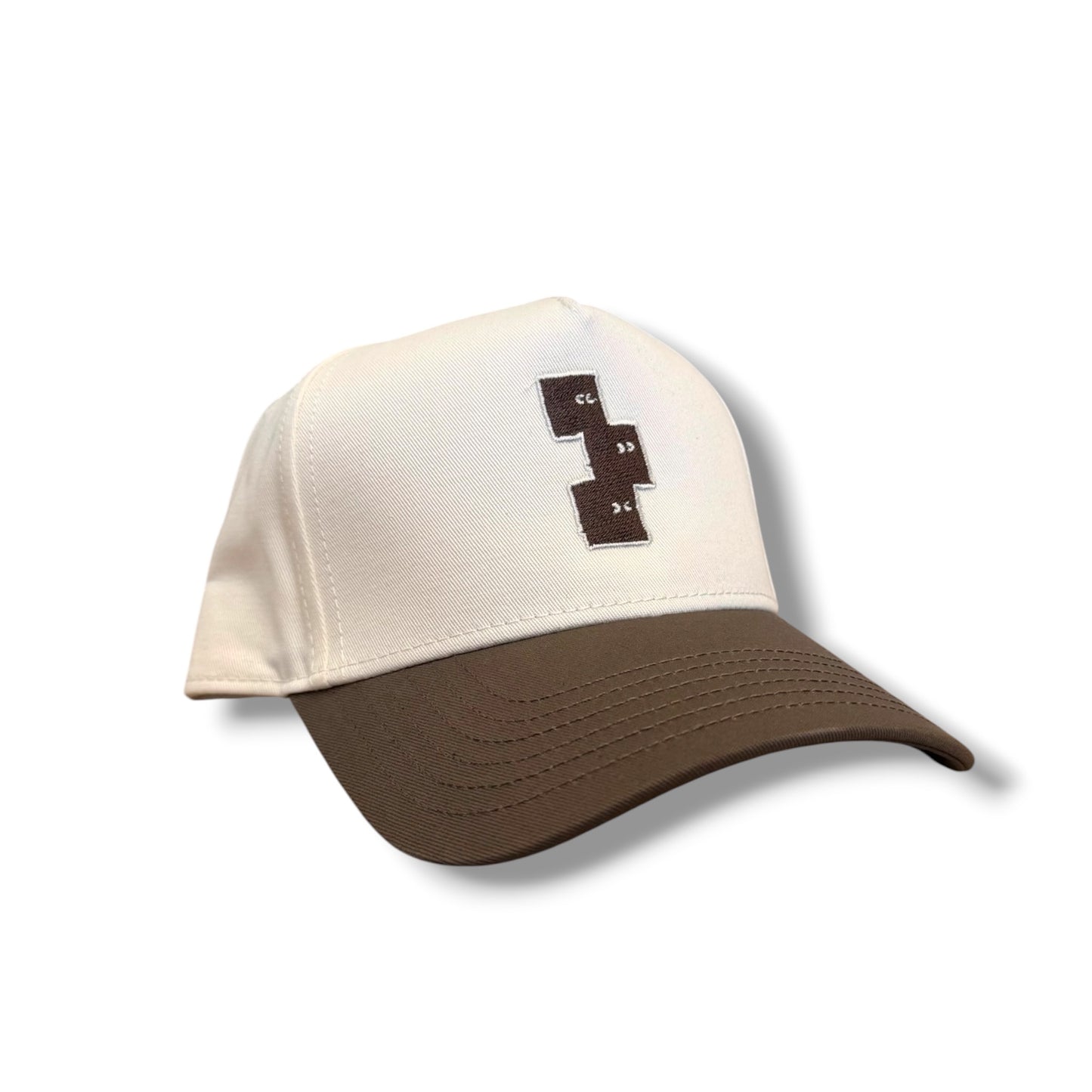 CREAM AND BROWN STRUCTURED FRAME SNAPBACK HAT