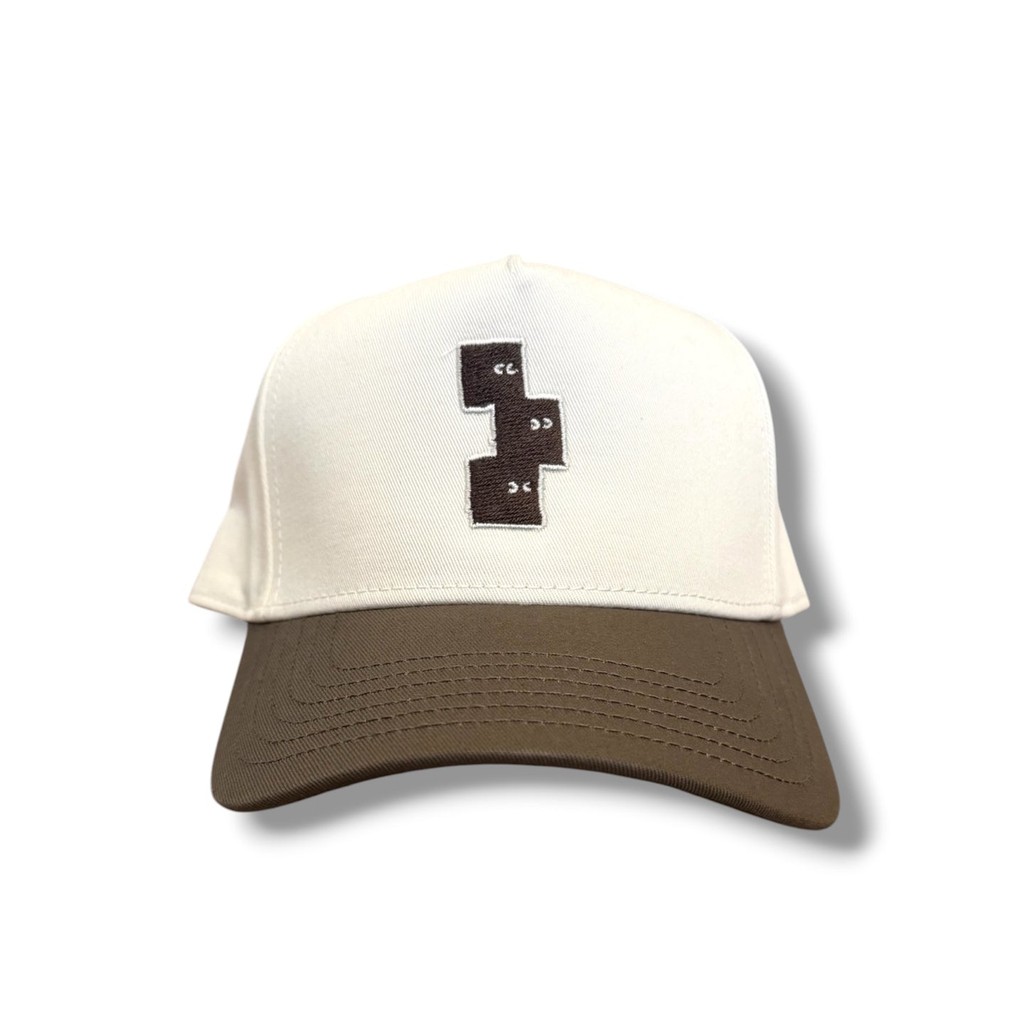 CREAM AND BROWN STRUCTURED FRAME SNAPBACK HAT