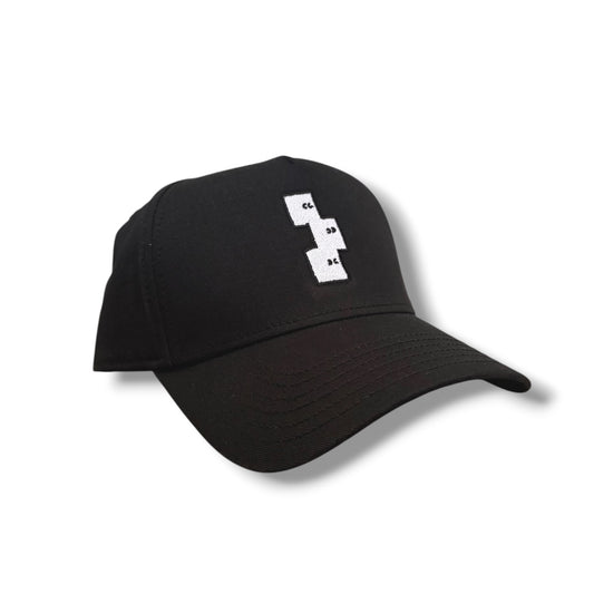 BLACK STRUCTURED FRAME SNAPBACK HAT