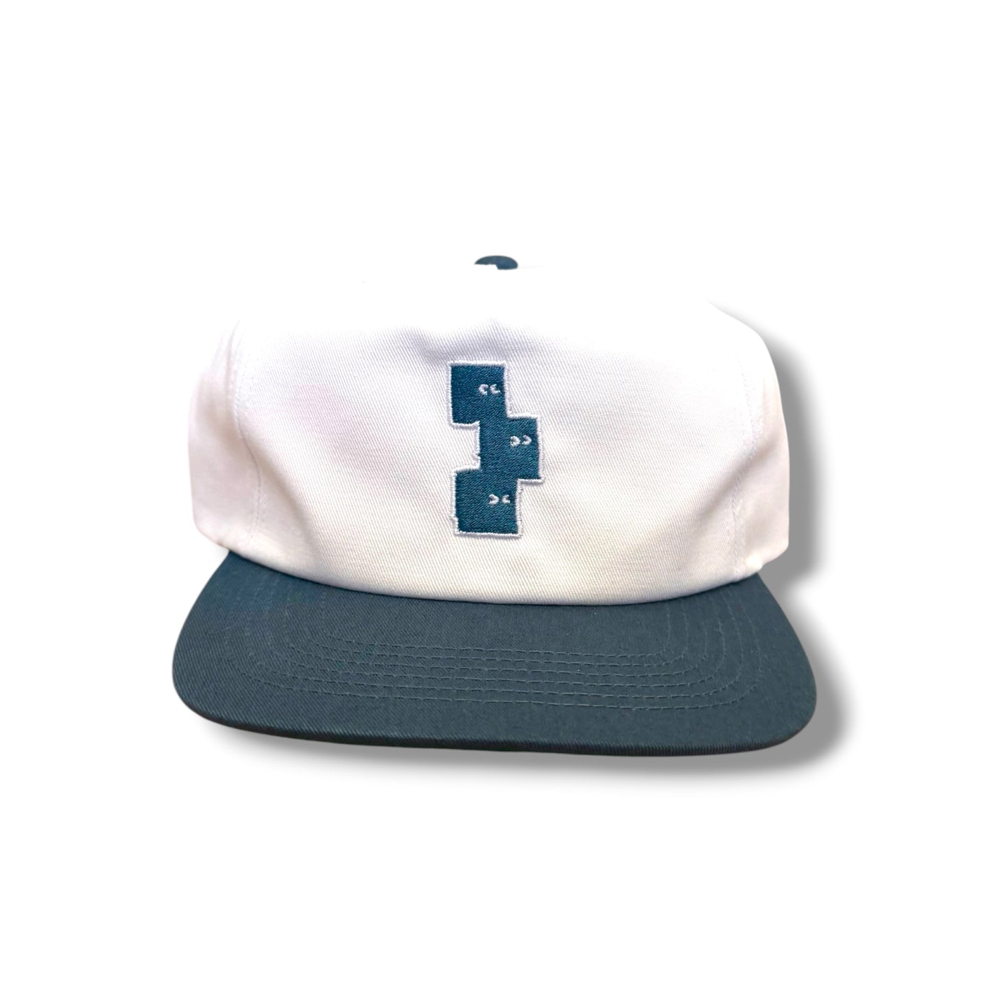 SLATE BLUE AND WHITE 5 PANEL SNAPBACK HAT